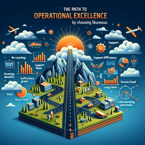 image visually represents the transition to a new operational system. It features gears, arrows, and pathways to illustrate a smooth, step-by-step process. Symbols like lifebuoys and help icons highlight support and resources. Icons for efficiency, growth, and future-proofing emphasize long-term benefits. The professional and futuristic design underscores the seamless and supportive nature of the transition, making it an effective illustration for discussions on Katana alternatives and Katana competitors.