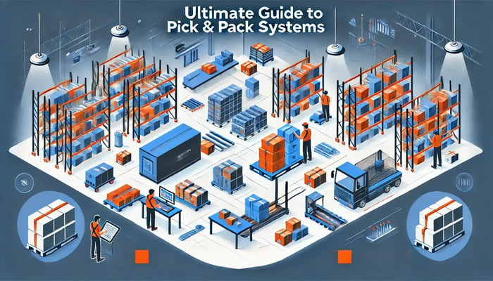 Epic featured image for a guide titled 'PICK & Pack SYSTEMS' showcasing warehouse efficiency, technology, and automation elements, optimized for pick and pack system, warehouse management, and order fulfillment