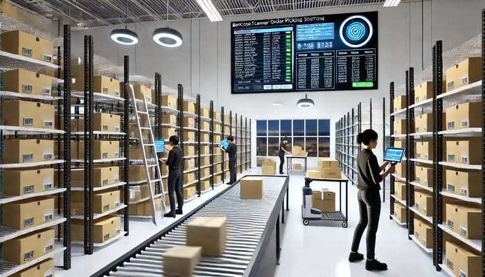 showcasing the power of barcode scanner order picking software in a modern warehouse setting