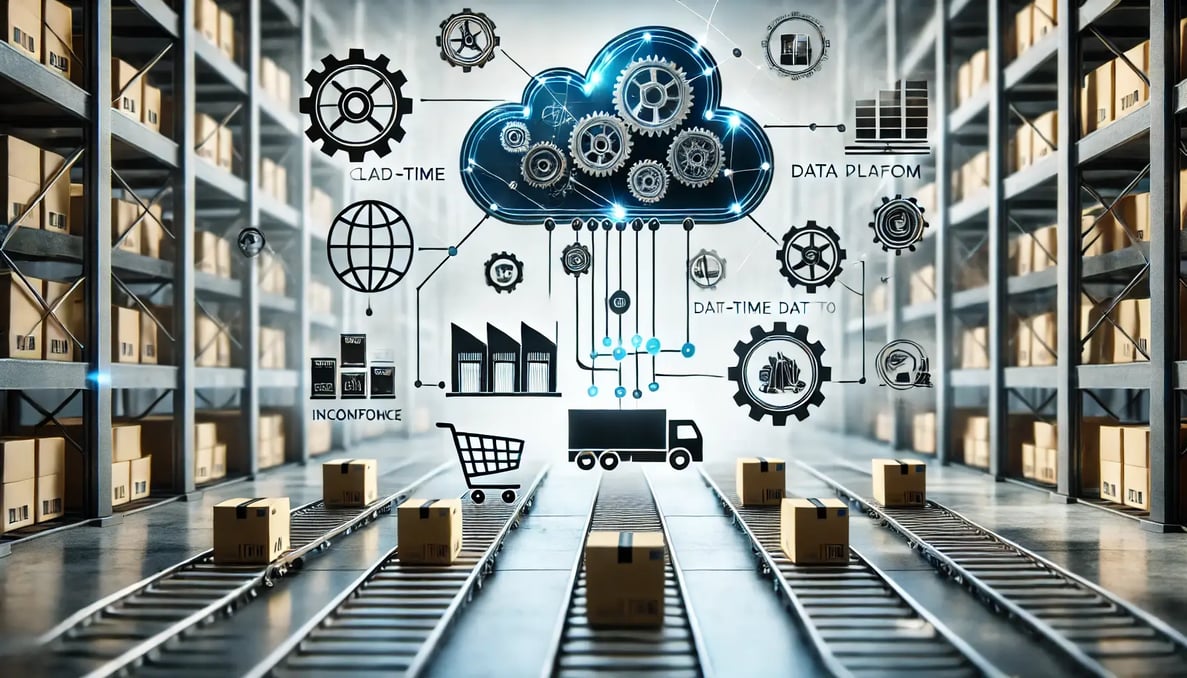 image for your cloud inventory platform guide, designed to visually represent the seamless integration of inventory management, automation, and real-time data flow