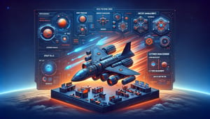 image illustrating the architecture of a headless Order Management System (OMS) as the engine room of a state-of-the-art spacecraft. The design highlights the key components—Order Processing Engine, Inventory Management Module, Customer Management, and Analytics and Reporting—and their interconnected functionality. The image uses your brand colors to create a modern and visually engaging representation suitable for a professional business technology guide.